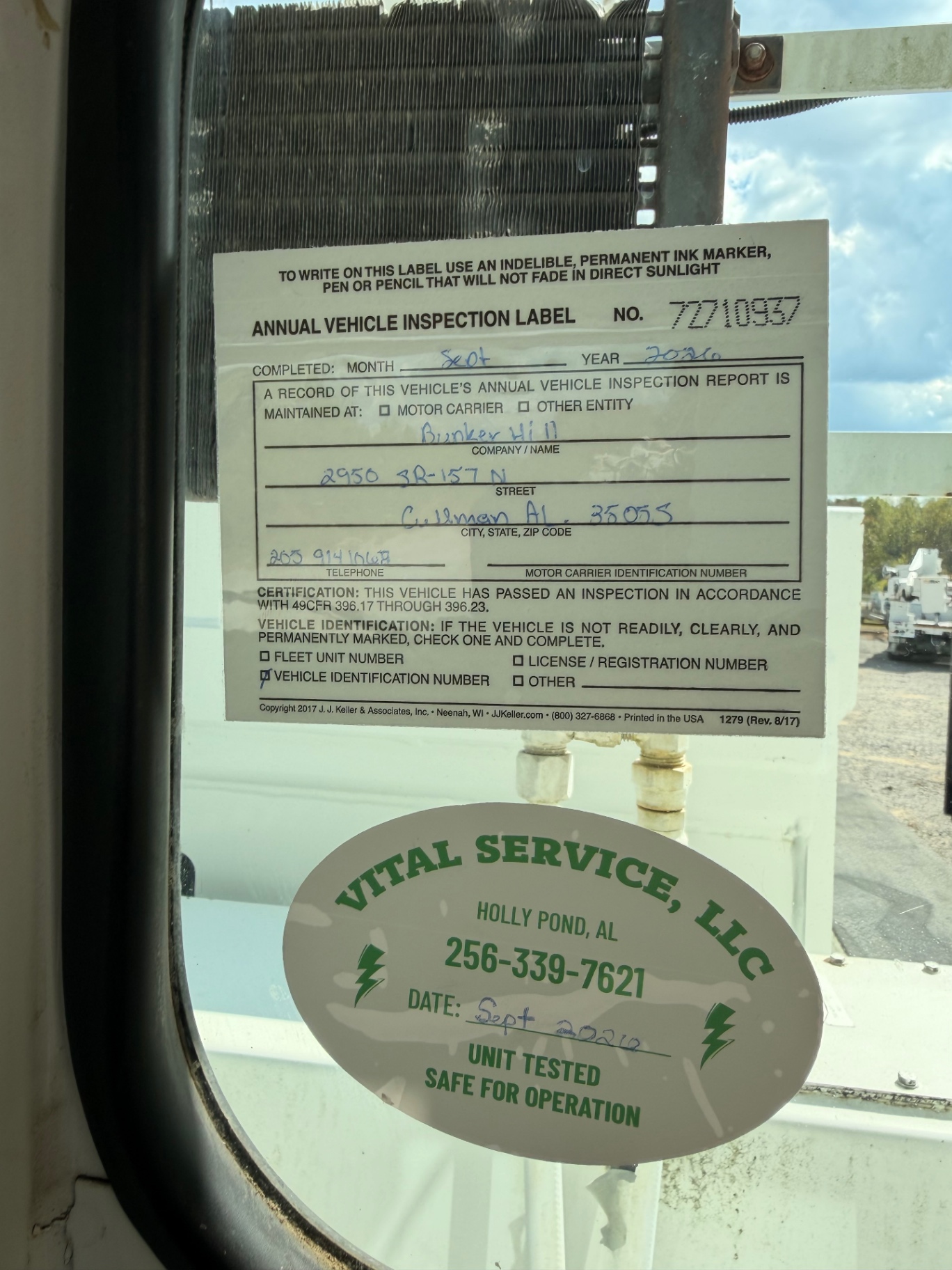 Annual inspection and dielectric test decals, September 2020
