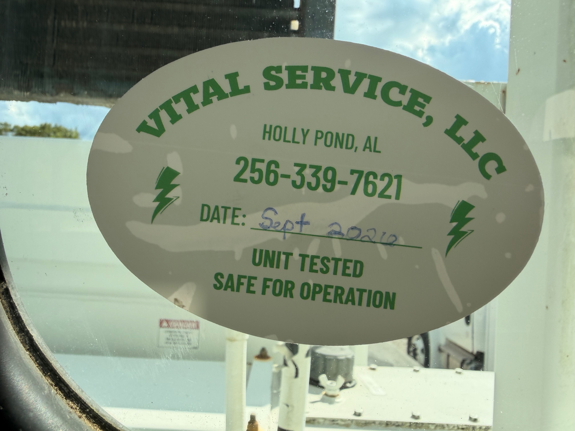 Vital Service dielectric test decal, unit tested safe for operation